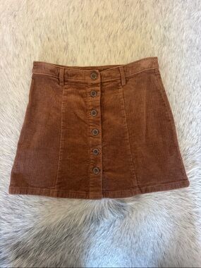 Forever 21 Button-Front Corduroy Mini Skirt in Brown